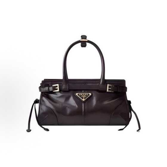 PRADA Bonnie Classic triangular logo mini Women\'s handbag, dark brown